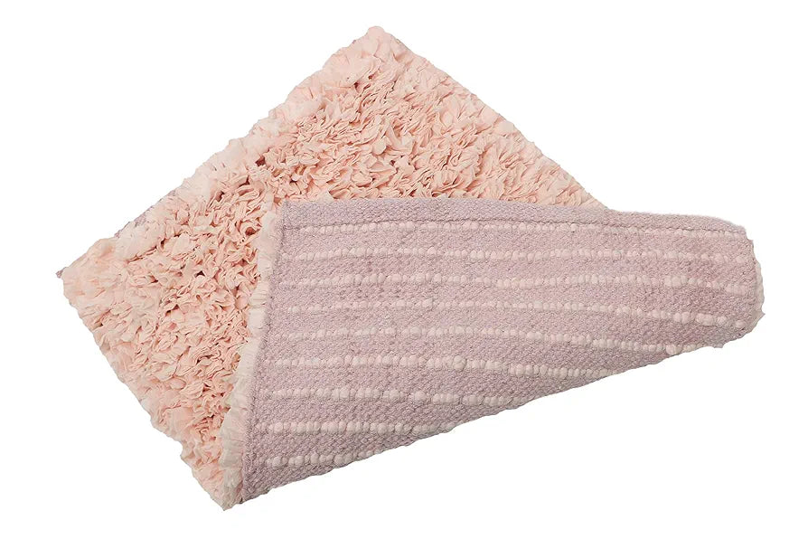 THE HOME TALK Luxury Shag Bath Rug |Premium Carpet for Shower, Vanity, Bath Tub, Sink & Toilet |Handmade Cotton Bathmat |Anti-Skid Back |Super Absorbent Chindi Shaggy Bath Rug